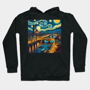 Florence, Italy, in the style of Vincent van Gogh's Starry Night Hoodie